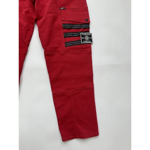 Guess Men’s Places+Faces Cargo Jeans Relaxed Fit Comfort Stretch In Red Size 34 - Picture 4 of 12